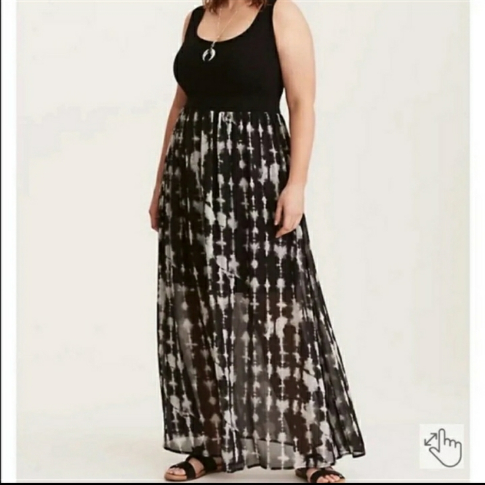 TIE DYE CHIFFON SKIRT KNIT TOP MAXI DRESS